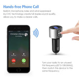 Criacr Bluetooth FM Transmitter, Wireless Bluetooth Radio Adapter Car Charger with Hands-Free Calling, 5V / 3.4A Dual USB Charging Port, for All Smartphones. (Silver)