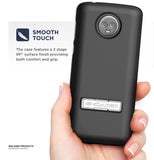 Encased Moto G6 Case with Belt Clip Holster - Rubberized Slim Combo Cover with Reinforced Metal Kickstand - Slimline Series (for Motorola MotoG6 Phone) (Smooth Black)