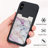 Cell Phone Card Holder, Stick on Wallet for Back of Phone, 3M Adhesive Ultra Slim Phone Pocket ID Credit Card Holder Sleeves Pouch Compatible Phone, Samsung Galaxy, All Smartphones - 2Pack (Marble)