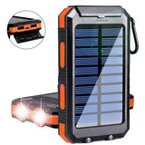 Solar Charger,Yelomin 20000mAh Portable Outdoor Waterproof Mobile Power Bank,Camping External Backup Battery Pack Dual USB 5V 1A/2A Output 2 Led Light Flashlight with Compass for Tablet iPhone Android