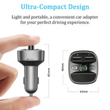 Bluetooth FM Transmitter, Vproof in-Car Wireless Radio Transmitter Adapter Music Player Car Kit W Blue Circle Ambient Light, 2 USB Ports, Hands Free Calling, TF Card & USB Flash Drive Support (Gray)