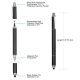 Capacitive Stylus Pen with Ballpoint Pen Writing ,Penyeah 4-in-1 Touch Screen Stylus—Writing Pen &Disc Tip & Mesh Fiber Tip & Rubber Tip,Stylus Pen For Touch Screen Devices--Black