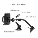 Car Phone Mount, Vansky 3-in-1 Universal Cell Phone Holder Car Air Vent Holder Dashboard Mount Windshield Mount for iPhone Xs Max R X 8 Plus 7 Plus 6S Samsung Galaxy S9 S8 Edge S7 S6 LG Sony and More