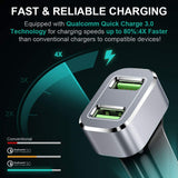 Car Charger, Powerman Quick Charge 3.0 36W Dual USB Car Charger Adapter Fast Car Charging Compatible Samsung Galaxy Note 9 S8 S9 Note 8, iPhone X 8 7 6s Plus, iPad, iPad Air 2/Mini 3, Pixel, LG, HTC