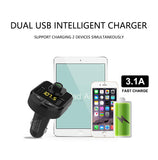 Bluetooth FM Transmitter for Car, BT36 Wireless Stereo Radio Transmitter Adapter Car Kit with Hands-Free Call and Dual USB Ports Fast Charger 5V/3.1A&1A for iPhone Samsung, TF U Disk Mp3 Music Player