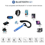 Bluetooth Headset, COMEXION Wireless Bluetooth Earpiece V4.1 Hands-Free Earphones with Stereo Noise Canceling Mic, Compatible iPhone Android Cell Phones Driving/Business/Office (Blue)