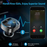 Bluetooth FM Transmitter for Car, Vproof Wireless Radio Transmitter Car Kit Adapter with Hands Free Calling, Dual USB Ports (5V/2.4A & 1A), Support TF Card USB Flash Drive (Black)