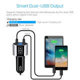 Car Charger, BliGli Bluetooth FM Transmitter, BT Receiver with Microphone, Hands -Free Calling, 3.4A Dual USB Ports for iPhone,Samsung and Android,Supports Call Number Announcement,Last Call Redial