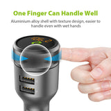 Bluetooth FM Transmitter for Car, PERBEAT Wireless Radio Adaptor Car Kit (One Knob Rotating Design) with Hands-Free Calling, 5V/2.4A&1A Dual USB Charging Ports