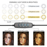 Fonrest LED Ring Light with Stretchable Tripod Stand Selfie Stick, 6-inch Dimmable Floor/Table Annular Lamp for Selfie, Makeup, Live Stream, YouTube, Vlog, Camera/Phone Video Shooting USB Plug