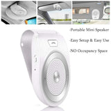 Bluetooth Car Speaker, Aigital Wireless in-Car Speakerphone on Sun Visor, Clear Sound for Handsfree Calling Music, AUTO Power ON Function and Supports Siri - White