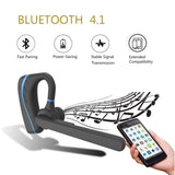 Bluetooth Headset, HandsFree Wireless Earpiece V4.1 with Mic for Business,Office,Driving,Music,iPhone/Android (Blue)