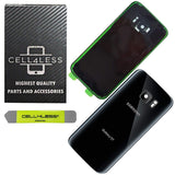 CELL4LESS Compatible Back Glass Cover Back Door w/Installed Camera Lens, Custom Removal Tool & Installed Adhesive Replacement for Samsung Galaxy S7 - All Models G930 - OEM Replacement (Black)