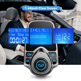 Bluetooth FM Transmitter for Car, TopElek Wireless Radio Transmitter Adapter with Power Off Function, Hands-Free Car Kit Charger, 1.44'' LCD Diaplay, Music Player, 2 USB Ports, AUX in/Out, TF Card
