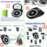 Car Speakerphone AUTO Power ON Wireless in Car Speaker Handsfree Sun Visor Car Kit Portable Enhance Bass Build in Mic Car Charger for All Smartphone Support Music Streaming, Calls