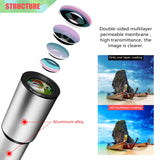 Cell Phone Lens, 16X Zoom Telephoto Lens, Aluminium Alloy HD Phone Camera Lens for iPhone, Samsung, Android Smartphone, Monocular Telescope (Silver)