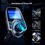 Bluetooth FM Transmitter for Car, TopElek Wireless Radio Transmitter Adapter with Power Off Function, Hands-Free Car Kit Charger, 1.44'' LCD Diaplay, Music Player, 2 USB Ports, AUX in/Out, TF Card