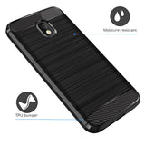 for Samsung Galaxy J3 2018, J3 V 3rd Gen, Express Prime 3, J3 Orbit,J3 Star, J3 Achieve, Amp Prime 3 Case, Dretal Carbon Fiber Brushed Texture Soft TPU Protective Cover (Black)