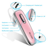 Bluetooth Headset with Mic for Cell Phone - GLCON Hands Free Wireless Earpiece for iPhone XS X 8 8Plus 7 7Plus Samsung Galaxy Android - Noise Canceling Stereo Sound Bluetooth Earbuds Microphone (Pink)