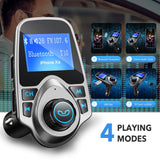 Bluetooth FM Transmitter for Car, TopElek Wireless Radio Transmitter Adapter with Power Off Function, Hands-Free Car Kit Charger, 1.44'' LCD Diaplay, Music Player, 2 USB Ports, AUX in/Out, TF Card