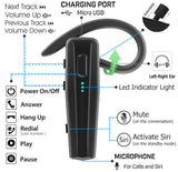 Bluetooth Headset【Upgraded Bluetooth V5.0】 Bluetooth Earpiece, Handfree Bluetooth Headset and Mute Key for Business/Office/Driving