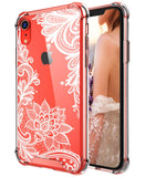 Case for iPhone XR,Cutebe Shockproof Series Hard PC+ TPU Bumper Protective Case for Apple iPhone XR 6.1 Inch 2018 Release Crystal Lace Design