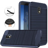 for Samsung Galaxy J3 2018, J3 V 3rd Gen, Express Prime 3, J3 Orbit,J3 Star, J3 Achieve, Amp Prime 3 Case, Dretal Carbon Fiber Brushed Texture Soft TPU Protective Cover (Navy)