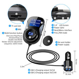 Bluetooth FM Transmitter, ELEGIANT FM Transmitter Radio Adapter Hands-Free Car Kit with 1.4 Inch Display,Supports TF Card Slot & Dual USB Charging Ports,Safe Driving with One Key Control - Black