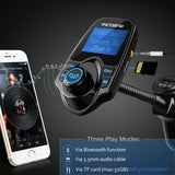 VicTsing Bluetooth FM Transmitter, Wireless in-Car Radio Transmitter Adapter/w USB Port, Support AUX Input 1.44 Inch Display TF Card Slot - Black