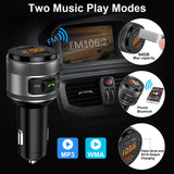 Bluetooth FM Transmitter for Car, Hestya QC3.0 Wireless in-Car FM Radio Transmitter Adapter with Hand-Free Calling, Dual USB Charger, Music Player