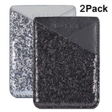 Cell Phone Wallet,Credit Card Holder for Back of Phone Pocket 3M Adhesive Sticker Card Pouch Sleeve for iPhone/Samsung Galaxy/Sony/Android and Most Smartphones,Black/Silver Glitter