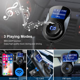 Bluetooth FM Transmitter, ELEGIANT FM Transmitter Radio Adapter Hands-Free Car Kit with 1.4 Inch Display,Supports TF Card Slot & Dual USB Charging Ports,Safe Driving with One Key Control - Black