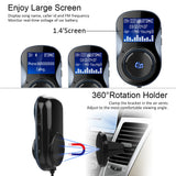 Bluetooth FM Transmitter, ELEGIANT FM Transmitter Radio Adapter Hands-Free Car Kit with 1.4 Inch Display,Supports TF Card Slot & Dual USB Charging Ports,Safe Driving with One Key Control - Black