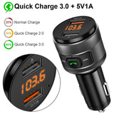 Bluetooth FM Transmitter for Car, Hestya QC3.0 Wireless in-Car FM Radio Transmitter Adapter with Hand-Free Calling, Dual USB Charger, Music Player
