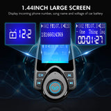 Bluetooth FM Transmitter for Car, TopElek Wireless Radio Transmitter Adapter with Power Off Function, Hands-Free Car Kit Charger, 1.44'' LCD Diaplay, Music Player, 2 USB Ports, AUX In/Out, TF Card