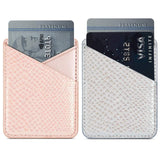 Cell Phone Card Holder, Stick on Wallet for Back of Phone, 3M Adhesive Ultra Slim Phone Pocket ID Credit Card Holder Sleeves Pouch Compatible iPhone, Samsung Galaxy, All Smartphones (Grey/Pink)
