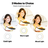 Cell Phone Holder with Selfie Ring Light Compatible with iPhone & Phone Android, UBeesize LED Camera Light with Lazy Bracket for Live Stream, Desk Lamp for Bedroom, Office, Kitchen, Bathroom (White)