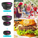 Cell Phone Camera Lens 2 in 1 Clip-on Lens Kit 0.45X Super Wide Angle & 12.5X Macro Phone Camera Lens for iPhone 8 7 6s 6 Plus 5s Samsung Android & Most Smartphones Black