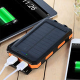 Solar Charger,Yelomin 20000mAh Portable Outdoor Waterproof Mobile Power Bank,Camping External Backup Battery Pack Dual USB 5V 1A/2A Output 2 Led Light Flashlight with Compass for Tablet iPhone Android