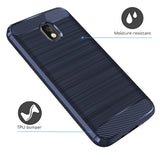 for Samsung Galaxy J3 2018, J3 V 3rd Gen, Express Prime 3, J3 Orbit,J3 Star, J3 Achieve, Amp Prime 3 Case, Dretal Carbon Fiber Brushed Texture Soft TPU Protective Cover (Navy)