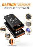 Wireless Portable Charger 25000mAh Power Bank with Digital Display LCD Screen Battery Pack with Three Outputs&Dual Inputs Huge Capacity Backup Battery Compatible Android Phones,Tablet and More
