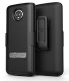 Encased Moto G6 Case with Belt Clip Holster - Rubberized Slim Combo Cover with Reinforced Metal Kickstand - Slimline Series (for Motorola MotoG6 Phone) (Smooth Black)