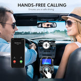 Bluetooth FM Transmitter for Car, TopElek Wireless Radio Transmitter Adapter with Power Off Function, Hands-Free Car Kit Charger, 1.44'' LCD Diaplay, Music Player, 2 USB Ports, AUX In/Out, TF Card