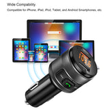 Bluetooth FM Transmitter for Car, Hestya QC3.0 Wireless in-Car FM Radio Transmitter Adapter with Hand-Free Calling, Dual USB Charger, Music Player