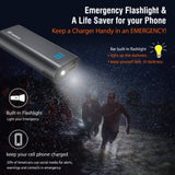 Jackery Portable Charger Bar 6000mAh Pocket-Sized External Battery Pack Fast Charger Power Bank with Emergency LED Flashlight for iPhone, Samsung and Other Devices - Black