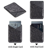 Cell Phone Wallet,Credit Card Holder for Back of Phone Pocket 3M Adhesive Sticker Card Pouch Sleeve for iPhone/Samsung Galaxy/Sony/Android and Most Smartphones,Black/Silver Glitter