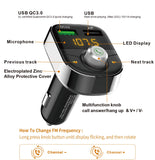 Bluetooth FM Transmitter for Car, Wireless Radio Transmitter Adapter with Hands Free Calls for iPhone, Quick Charge 3.0 USB Car Charger for Samsung, Good Gift (Gray)