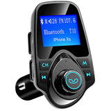 Bluetooth FM Transmitter for Car, TopElek Wireless Radio Transmitter Adapter with Power Off Function, Hands-Free Car Kit Charger, 1.44'' LCD Diaplay, Music Player, 2 USB Ports, AUX In/Out, TF Card
