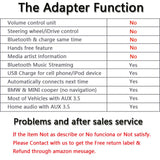 Bluetooth Kit for BMW and Mini Cooper of Android iPhone iPod Integration Music Interface Adaptor for Cars USB AUX connector