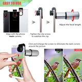 Cell Phone Lens, 16X Zoom Telephoto Lens, Aluminium Alloy HD Phone Camera Lens for iPhone, Samsung, Android Smartphone, Monocular Telescope (Silver)